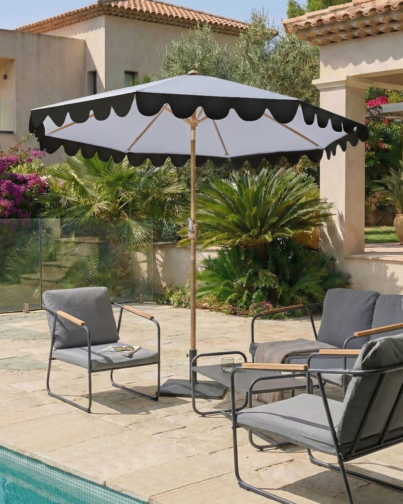 Aurinkovarjo ulos 270 cm Isolotto - harmaa/ruskea/musta - Puutarhakalusteet - Aurinkosuoja - Aurinkovarjo - Parvekevarjo