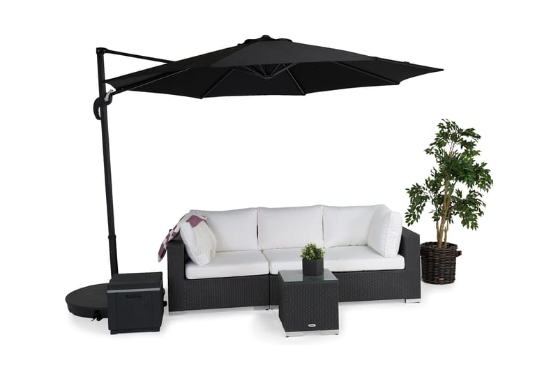 Aurinkovarjo Vienna 3 m - Musta - Puutarhakalusteet - Aurinkosuoja - Aurinkovarjo - Riippuva aurinkovarjo