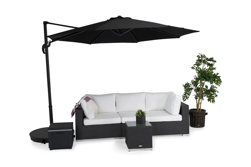 Aurinkovarjo Vienna 3 m - Musta - Puutarhakalusteet - Aurinkosuoja - Aurinkovarjo - Riippuva aurinkovarjo