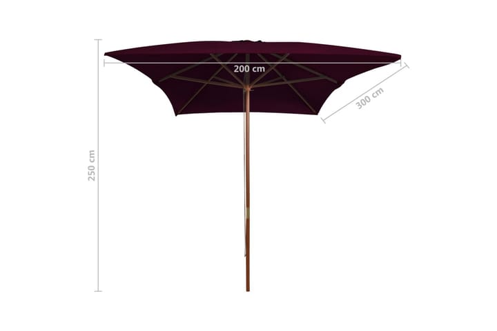 Aurinkovarjo puurunko viininpunainen 200x300 cm - Aurinkovarjo