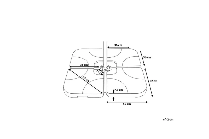 Aurinkovarjon Jalustapaino Sunny 52 cm 4 Kappaletta - Puutarhakalusteet - Aurinkosuoja - Aurinkovarjo - Aurinkovarjon jalka