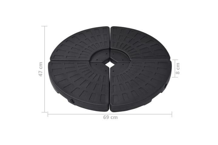Päivänvarjon alusta viuhkanmuotoinen 4 kpl musta - Musta - Aurinkovarjon jalka