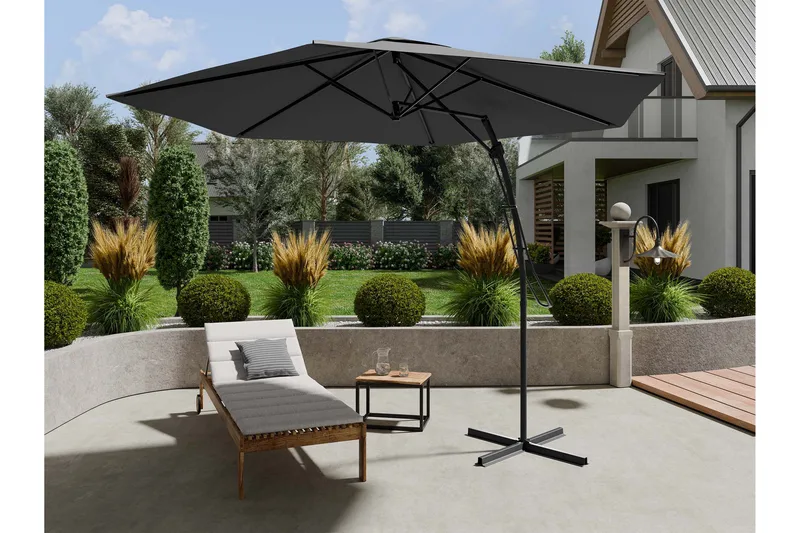 Brambleton Aurinkovarjo 3m - Harmaa - Puutarhakalusteet - Aurinkosuoja - Aurinkovarjo - Riippuva aurinkovarjo