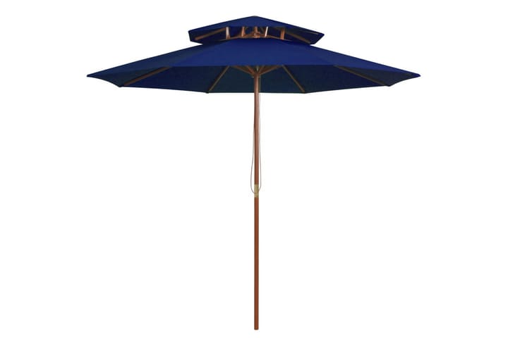 Kaksikerroksinen aurinkovarjo puutolppa sininen 270 cm - Aurinkovarjo