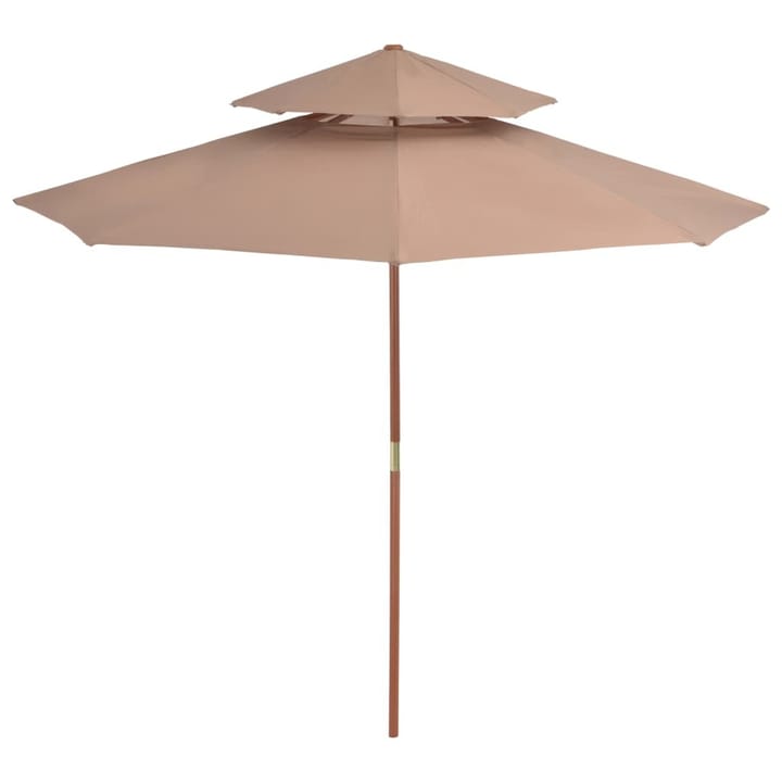 Kaksikerroksinen aurinkovarjo puurunko 270 cm harmaanruskea - Ruskea - Aurinkovarjo