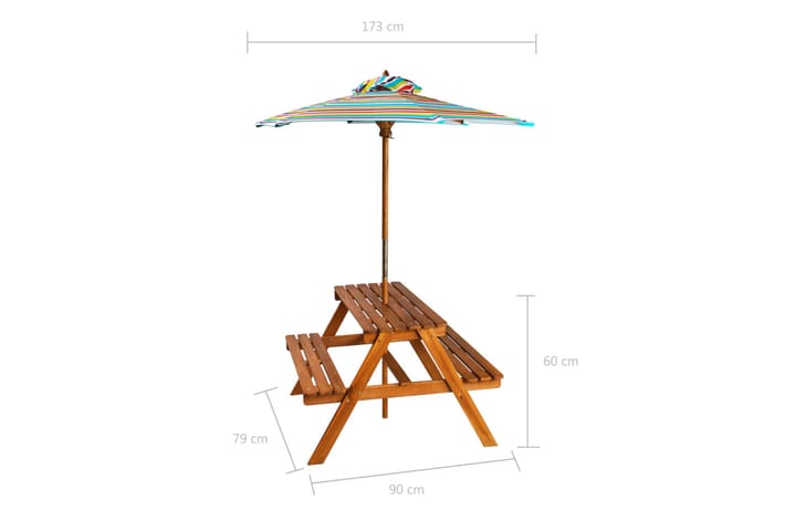 Lasten piknikpöytä aurinkovarjolla 79x90x60cm - Ruskea - Aurinkovarjo