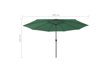 Aurinkovarjo LED-valot ja metallitanko 400 cm vihreä - Puutarhakalusteet - Aurinkosuoja - Aurinkovarjo
