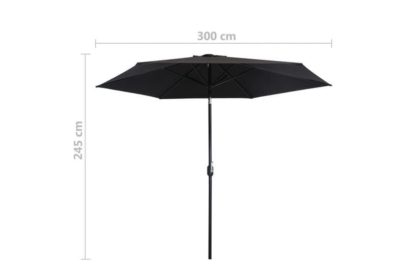 Aurinkovarjo metallirunko 300 cm musta - Musta - Puutarhakalusteet - Aurinkosuoja - Aurinkovarjo