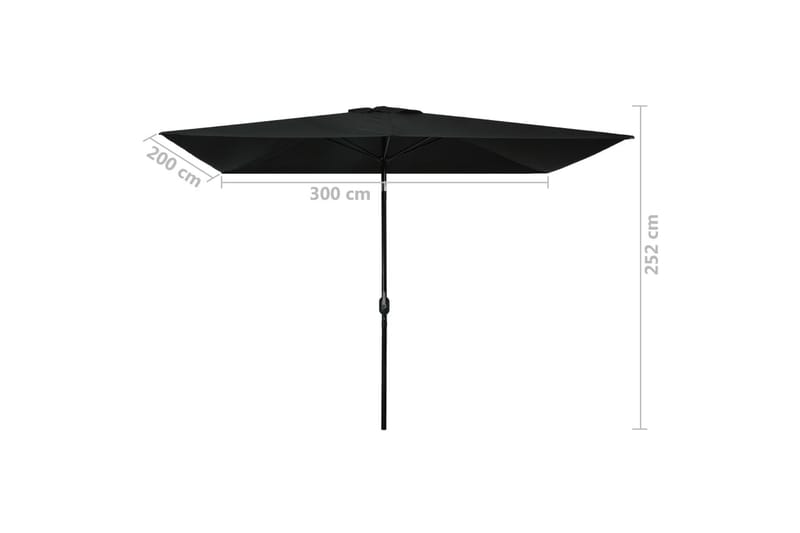Aurinkovarjo metallirunko 300x200 cm musta - Musta - Puutarhakalusteet - Aurinkosuoja - Aurinkovarjo