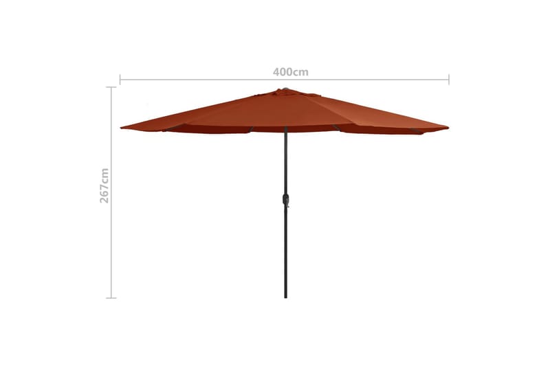 Aurinkovarjo metallirunko 400 cm terrakotta - Punainen - Puutarhakalusteet - Aurinkosuoja - Aurinkovarjo