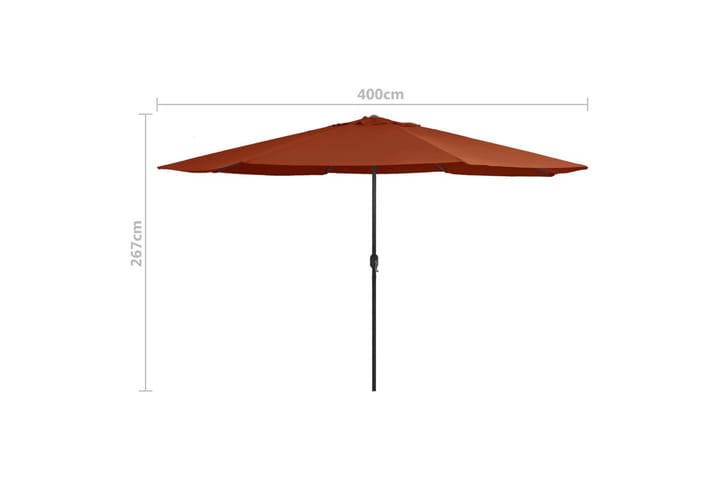 Aurinkovarjo metallirunko 400 cm terrakotta - Punainen - Aurinkovarjo