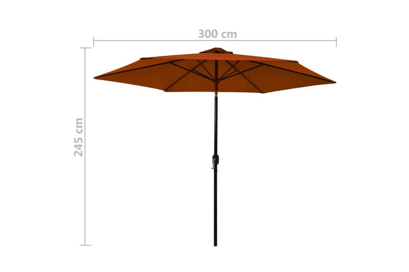 Aurinkovarjo metallirunko terrakotta 300 cm - Puutarhakalusteet - Aurinkosuoja - Aurinkovarjo
