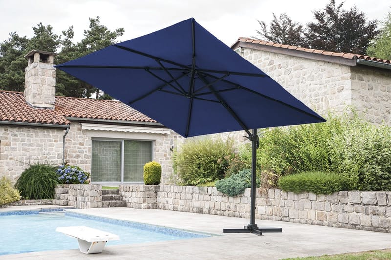 Miami Parasolli vapaasti seisova 3×3 m - Sininen - Puutarhakalusteet - Aurinkosuoja - Aurinkovarjo - Riippuva aurinkovarjo