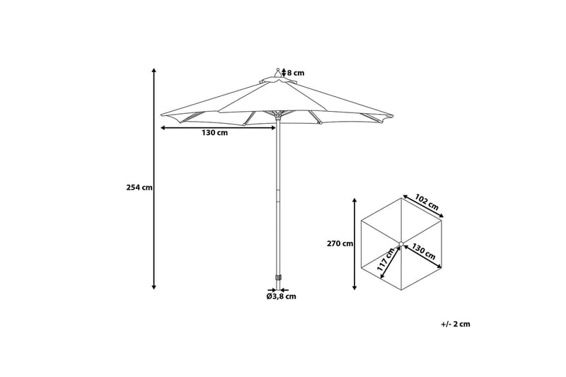 Päivänvarjo Toscana II 254 cm - Puutarhakalusteet - Aurinkosuoja - Aurinkovarjo