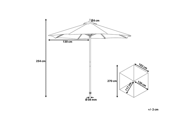 Päivänvarjo Toscana II 254 cm - Puutarhakalusteet - Aurinkosuoja - Aurinkovarjo - Parvekevarjo