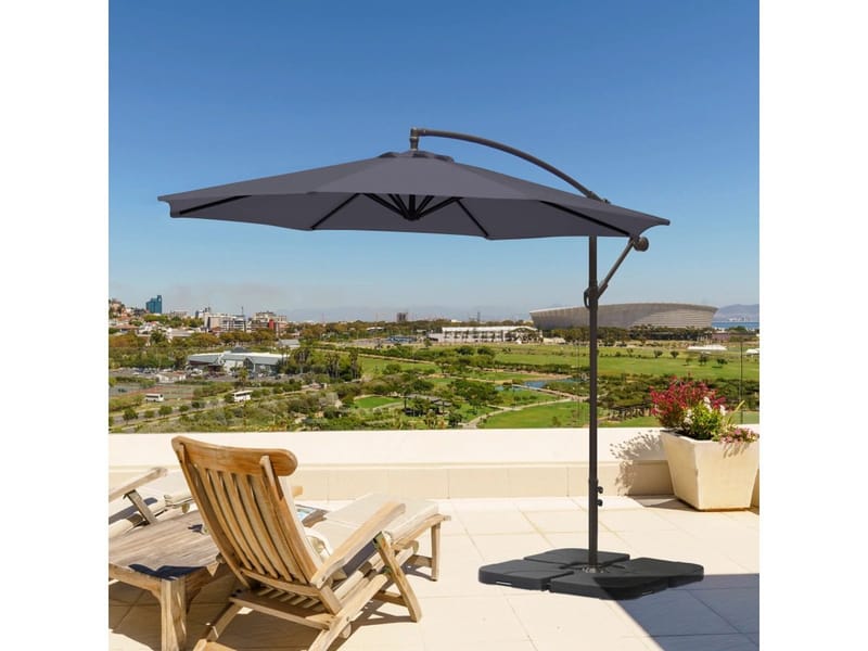 PALMA Parasolli Ø3 m - Harmaa - Puutarhakalusteet - Aurinkosuoja - Aurinkovarjo - Riippuva aurinkovarjo