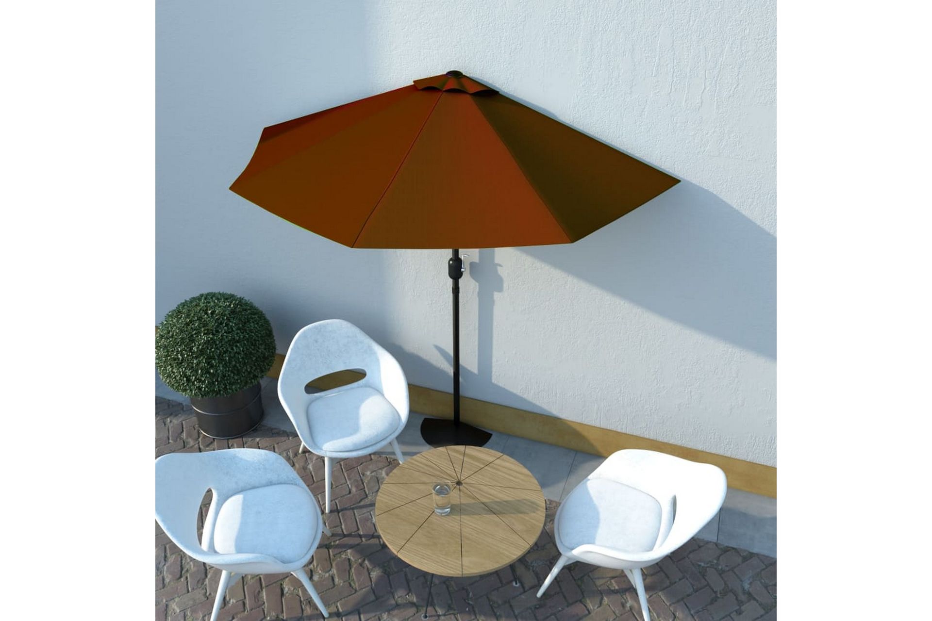 Aurinkovarjo alumiinitanko terrakotta 270x135x245 cm - Puutarhakalusteet - Aurinkosuoja - Aurinkovarjo - Parvekevarjo