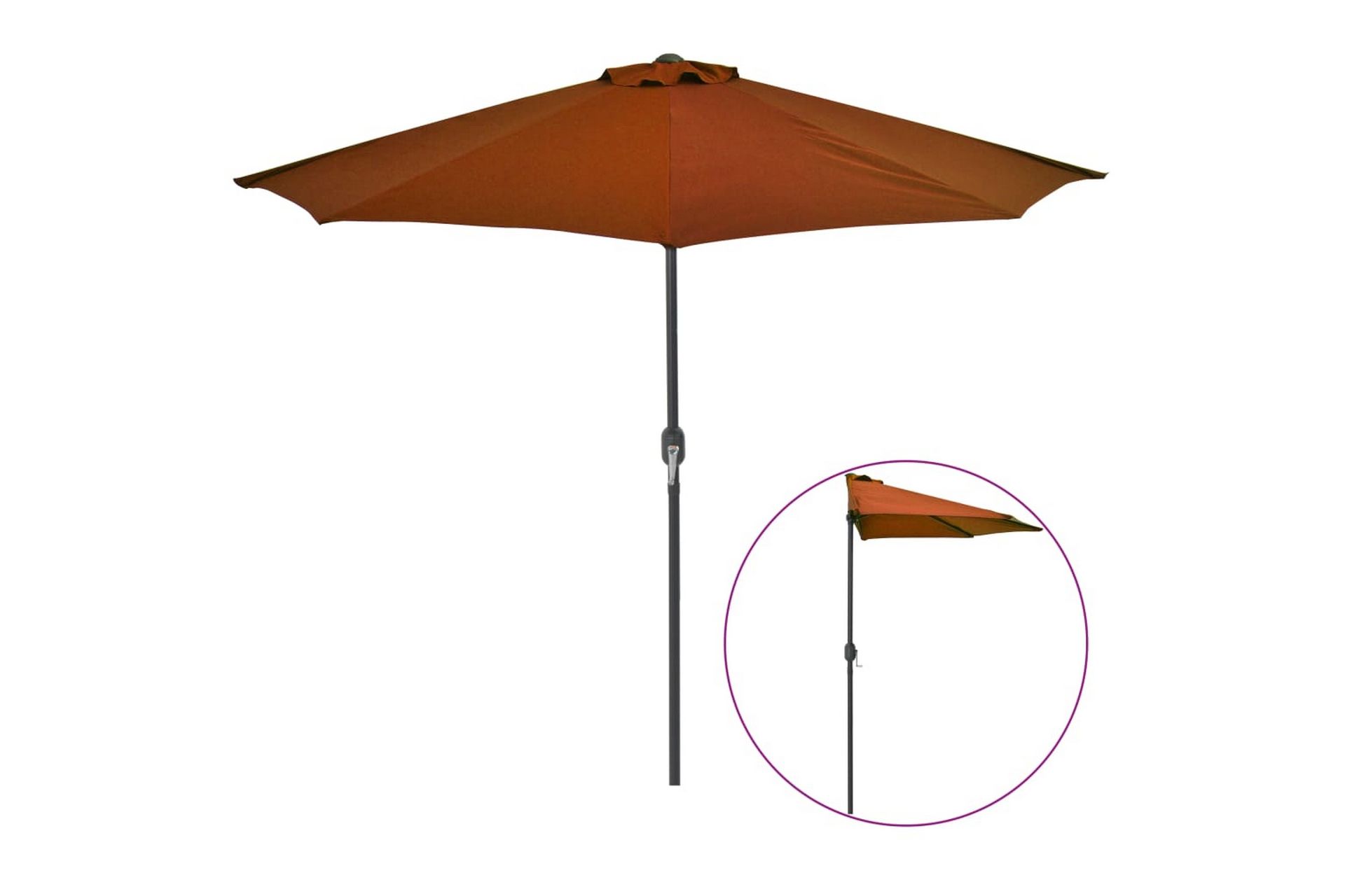 Aurinkovarjo alumiinitanko terrakotta 270x135x245 cm - Puutarhakalusteet - Aurinkosuoja - Aurinkovarjo - Parvekevarjo