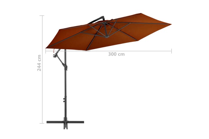 Riippuva aurinkovarjo alumiinipylväällä terrakotta 300 cm - Ruskea - Parvekevarjo