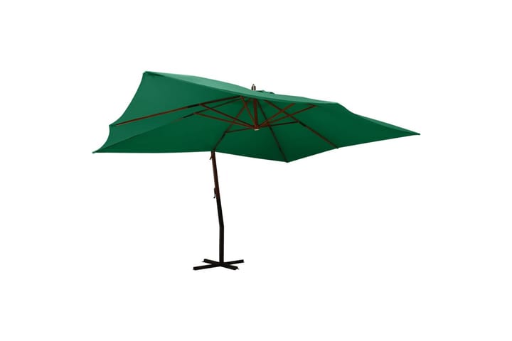 Riippuva aurinkovarjo puupylväällä 400x300 cm vihreä - Vihreä - Parvekevarjo