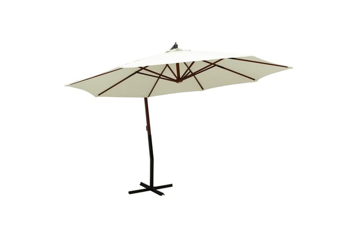 Riippuva aurinkovarjo puurunko 350 cm hiekanvalkoinen - Valkoinen - Parvekevarjo