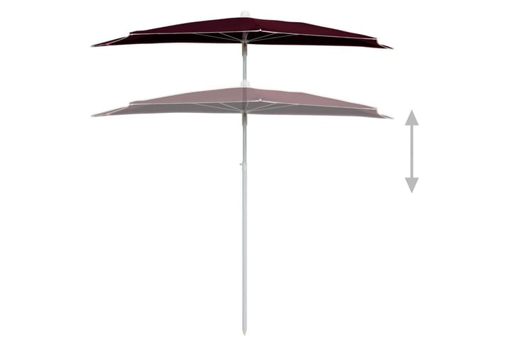 Puoliaurinkovarjo tangolla 180x90 cm viininpunainen - Aurinkovarjo