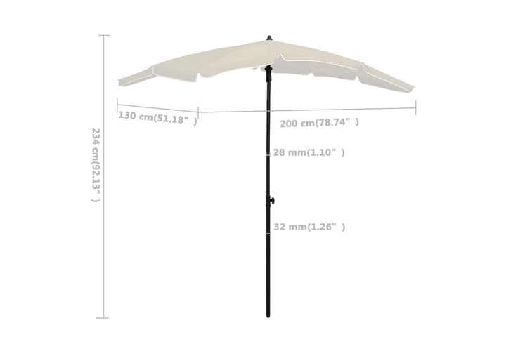 Puutarhan Aurinkovarjo tangolla 200x130 cm hiekka - Kerma - Aurinkovarjo