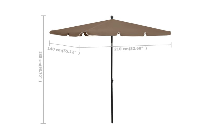 Puutarhan aurinkovarjo tangolla 210x140 cm harmaanruskea - Taupe - Puutarhakalusteet - Aurinkosuoja - Aurinkovarjo
