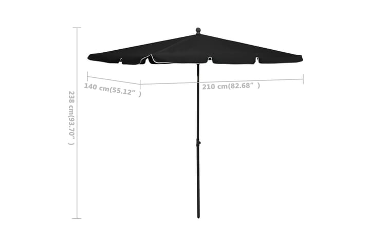 Puutarhan aurinkovarjo tangolla 210x140 cm musta - Musta - Aurinkovarjo