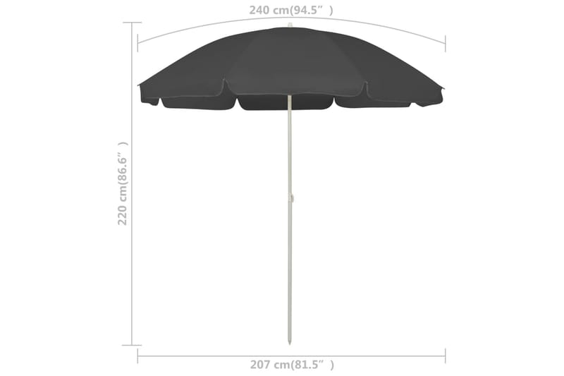 Rantavarjo antrasiitti 240 cm - Puutarhakalusteet - Aurinkosuoja - Aurinkovarjo