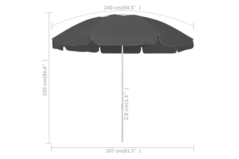 Rantavarjo antrasiitti 240 cm - Puutarhakalusteet - Aurinkosuoja - Aurinkovarjo