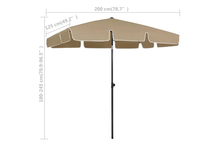 Rantavarjo harmaanruskea 200x125 cm - Aurinkovarjo