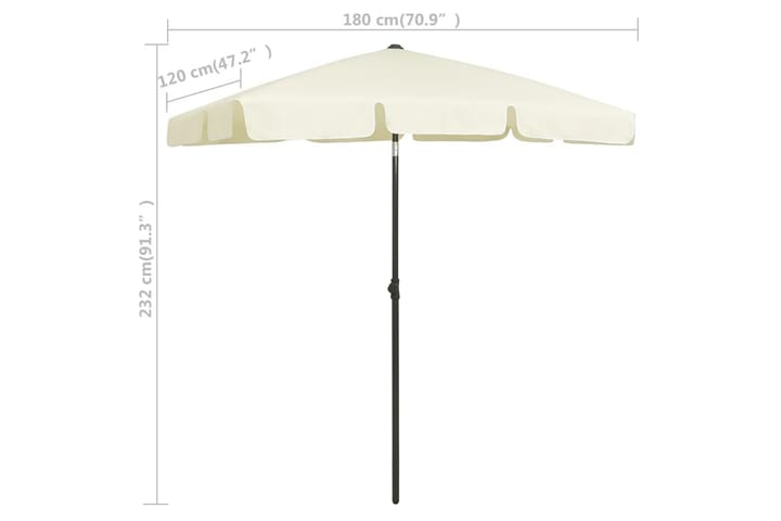 Rantavarjo hiekankeltainen 180x120 cm - Aurinkovarjo