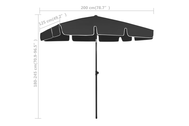 Rantavarjo musta 200x125 cm - Puutarhakalusteet - Aurinkosuoja - Aurinkovarjo