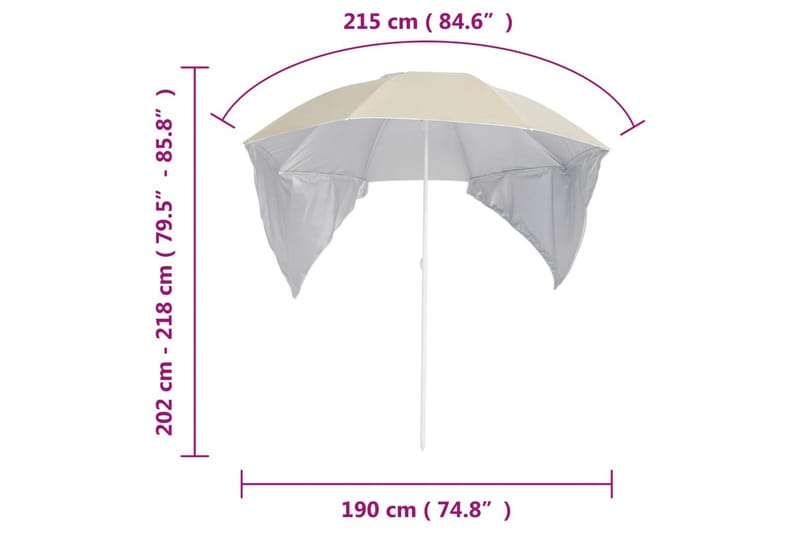 Rantavarjo sivuseinillä hiekka 215 cm - Keltainen - Puutarhakalusteet - Aurinkosuoja - Aurinkovarjo - Rantavarjo