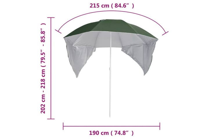 Rantavarjo sivuseinillä vihreä 215 cm - Vihreä - Rantavarjo