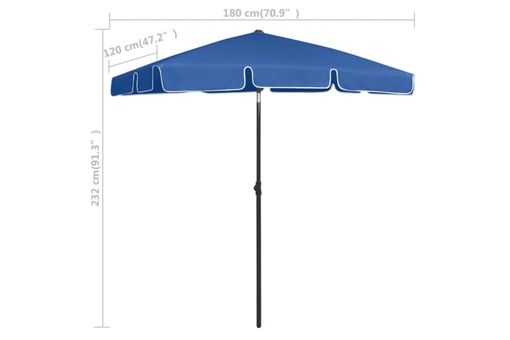 Rantavarjo taivaansininen 180x120 cm - Aurinkovarjo