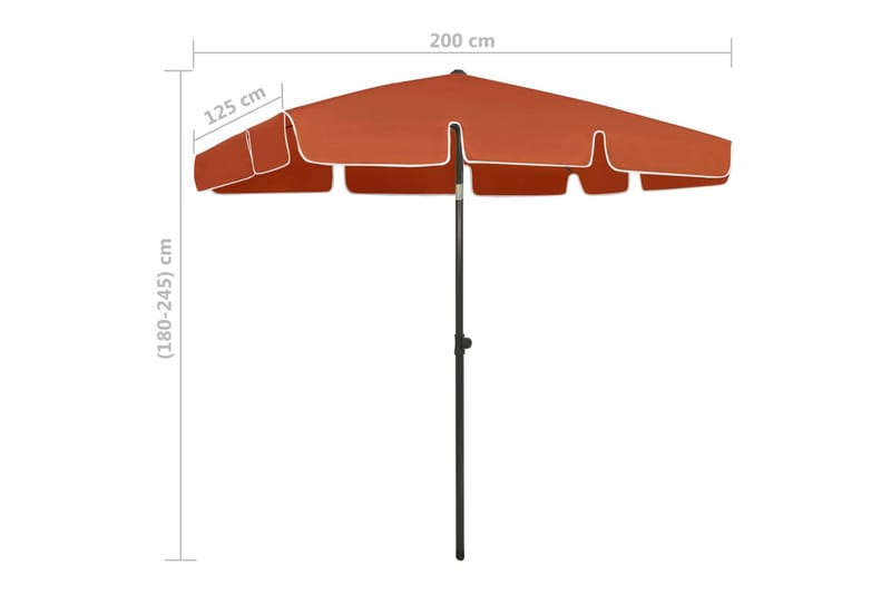 Rantavarjo terrakotta 200x125 cm - Puutarhakalusteet - Aurinkosuoja - Aurinkovarjo