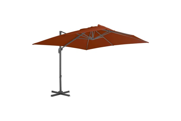 Riippuva aurinkovarjo alumiinipylväällä terrakotta 300x300cm - Aurinkovarjo