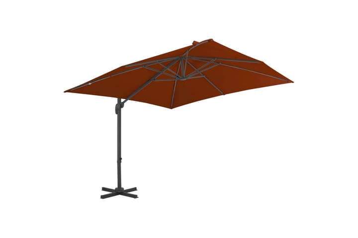 Riippuva aurinkovarjo alumiinipylväällä terrakotta 300x300cm - Aurinkovarjo