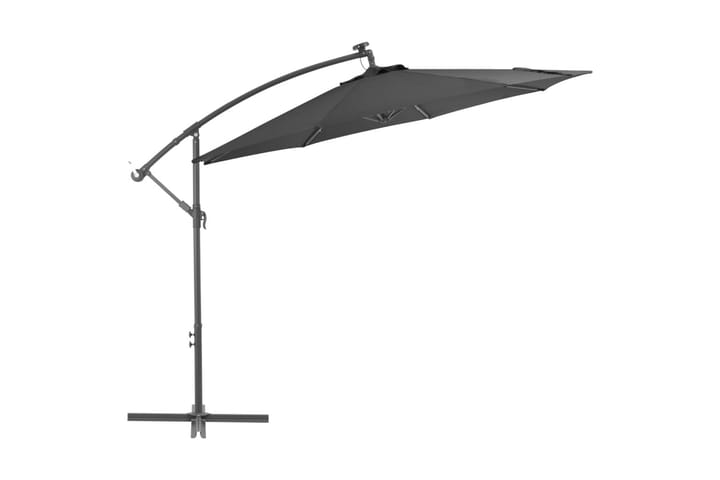 Aurinkovarjo LED-valoilla & teräspylväällä 300cm antrasiitti - Antrasiitti - Riippuva aurinkovarjo