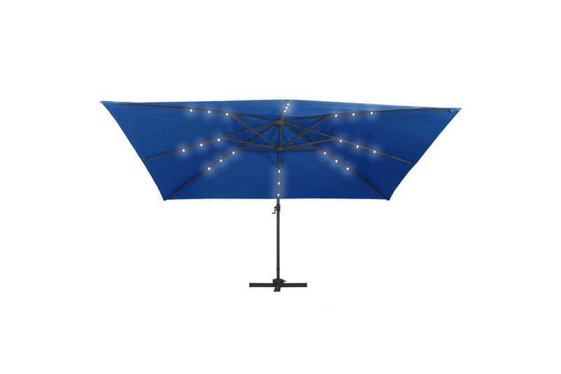 Aurinkovarjo LED-valoilla alumiinipylväs 400x300cm - Sininen - Puutarhakalusteet - Aurinkosuoja - Aurinkovarjo - Riippuva aurinkovarjo