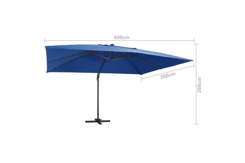 Aurinkovarjo LED-valoilla alumiinipylväs 400x300cm - Sininen - Puutarhakalusteet - Aurinkosuoja - Aurinkovarjo - Riippuva aurinkovarjo