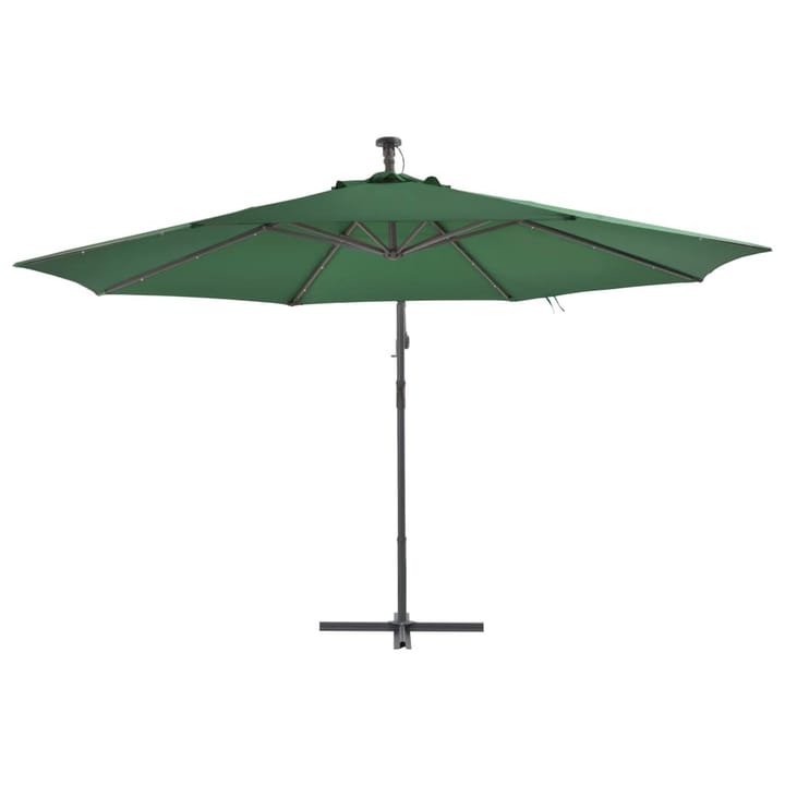 Aurinkovarjo LED-valoilla ja metallipylväällä 350 cm vihreä - Vihreä - Riippuva aurinkovarjo