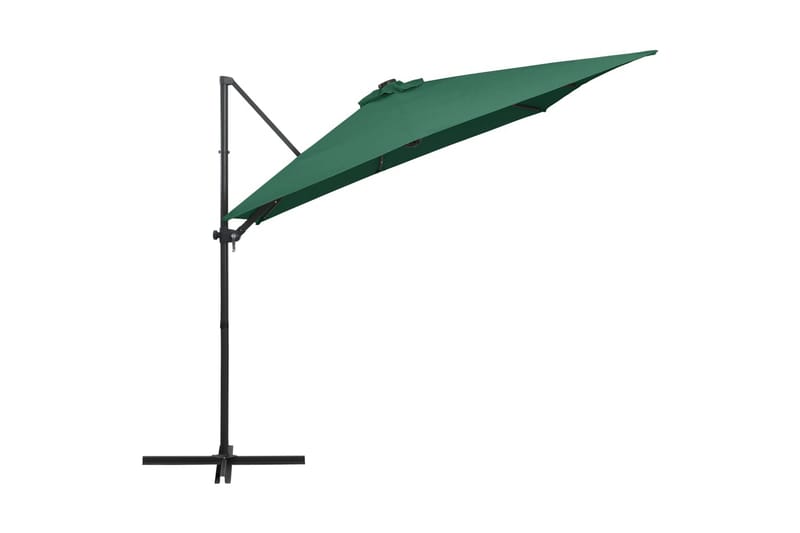 Aurinkovarjo LED-valoilla ja teräspylväällä 250x250cm vihreä - Vihreä - Puutarhakalusteet - Aurinkosuoja - Aurinkovarjo - Riippuva aurinkovarjo