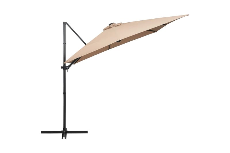 Aurinkovarjo LED-valoilla teräspylväs 250x250cm - Ruskea - Puutarhakalusteet - Aurinkosuoja - Aurinkovarjo - Riippuva aurinkovarjo