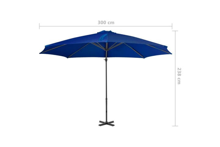 Riippuva aurinkovarjo alumiinipylväällä 300 cm - Riippuva aurinkovarjo