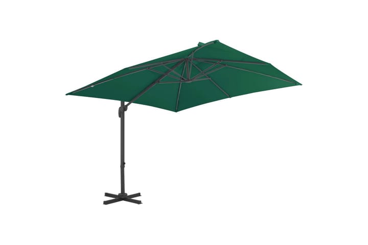 Riippuva aurinkovarjo alumiinipylväällä 300x300 cm vihreä - Riippuva aurinkovarjo