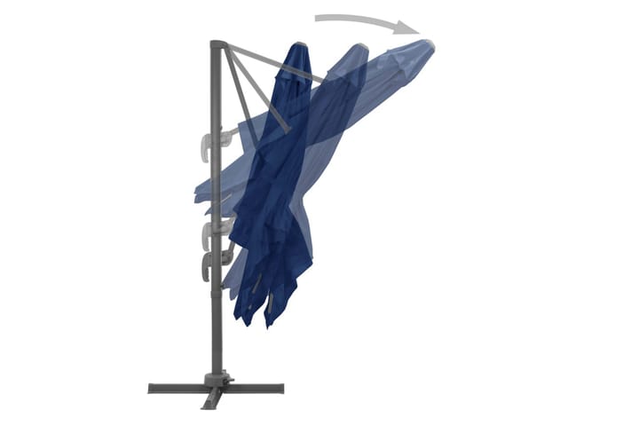 Riippuva aurinkovarjo alumiinipylväällä 3x3 m azurinsininen - Sininen - Riippuva aurinkovarjo