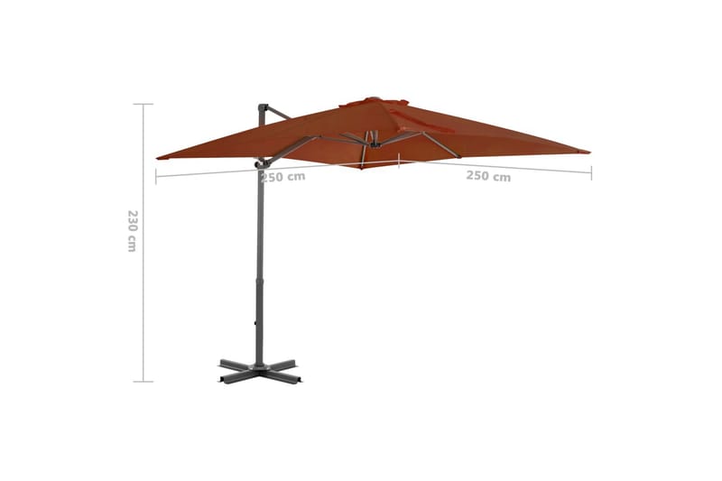 Riippuva aurinkovarjo alumiinipylväällä terrakotta 250x250cm - Puutarhakalusteet - Aurinkosuoja - Aurinkovarjo - Riippuva aurinkovarjo